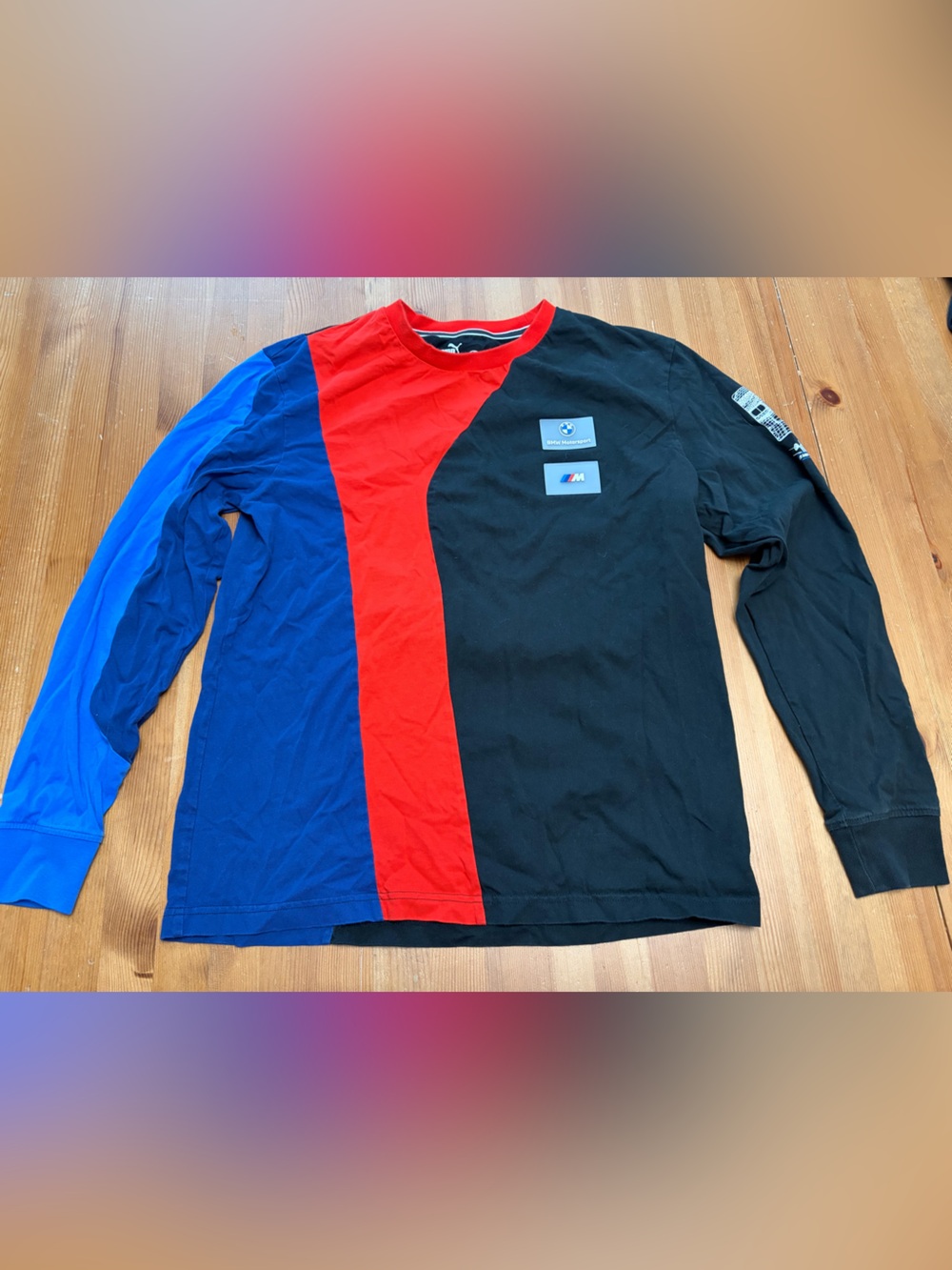 Puma BMW Black Tee with Motorsport Patches - Blue/Red/White
